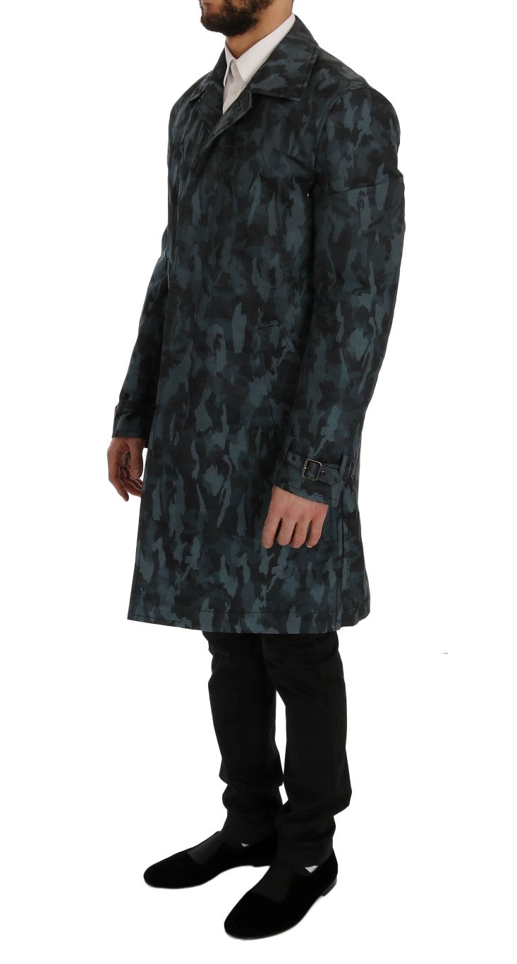 Dolce & Gabbana Blue Camouflage Trench-2