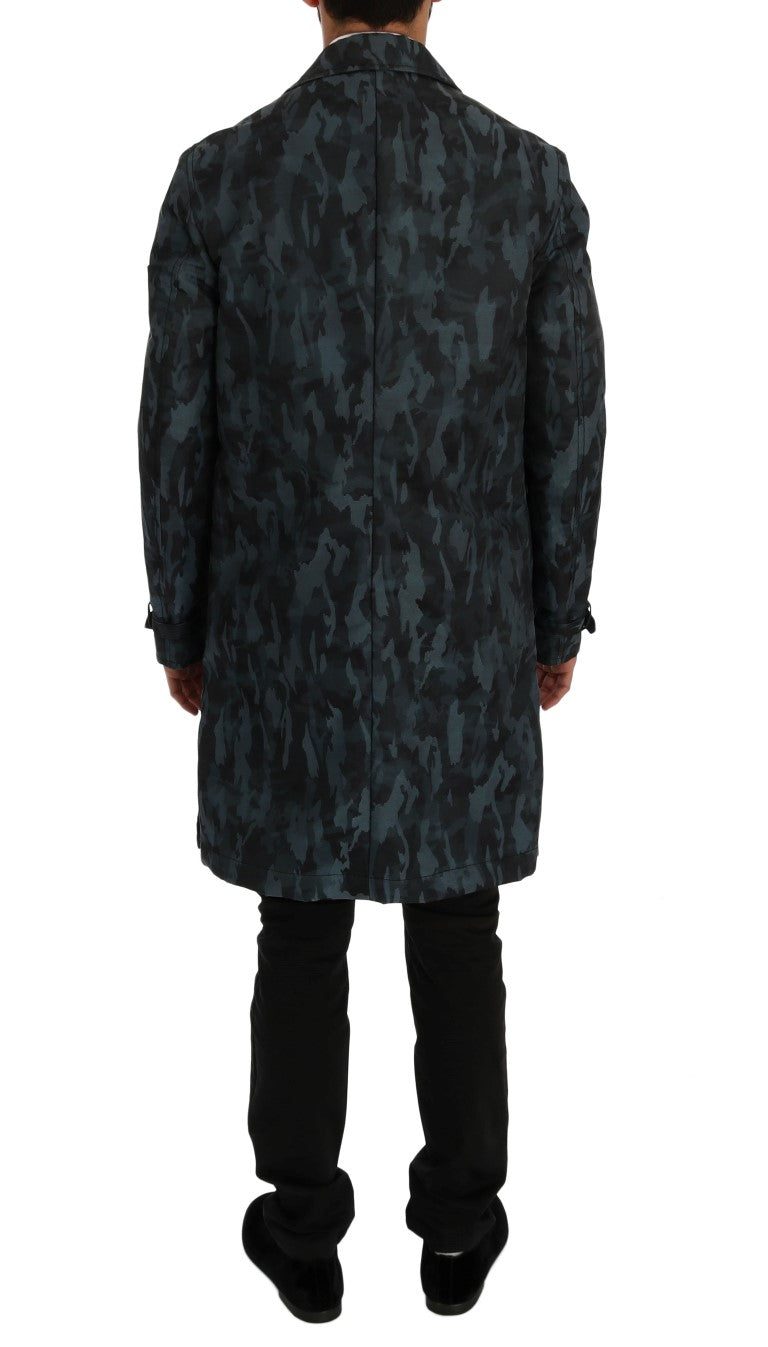 Dolce & Gabbana Blue Camouflage Trench-3