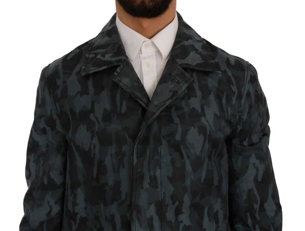Dolce & Gabbana Blue Camouflage Trench-4