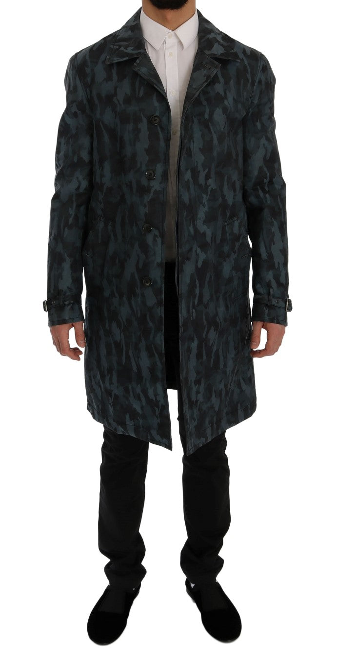 Dolce & Gabbana Blue Camouflage Trench-5