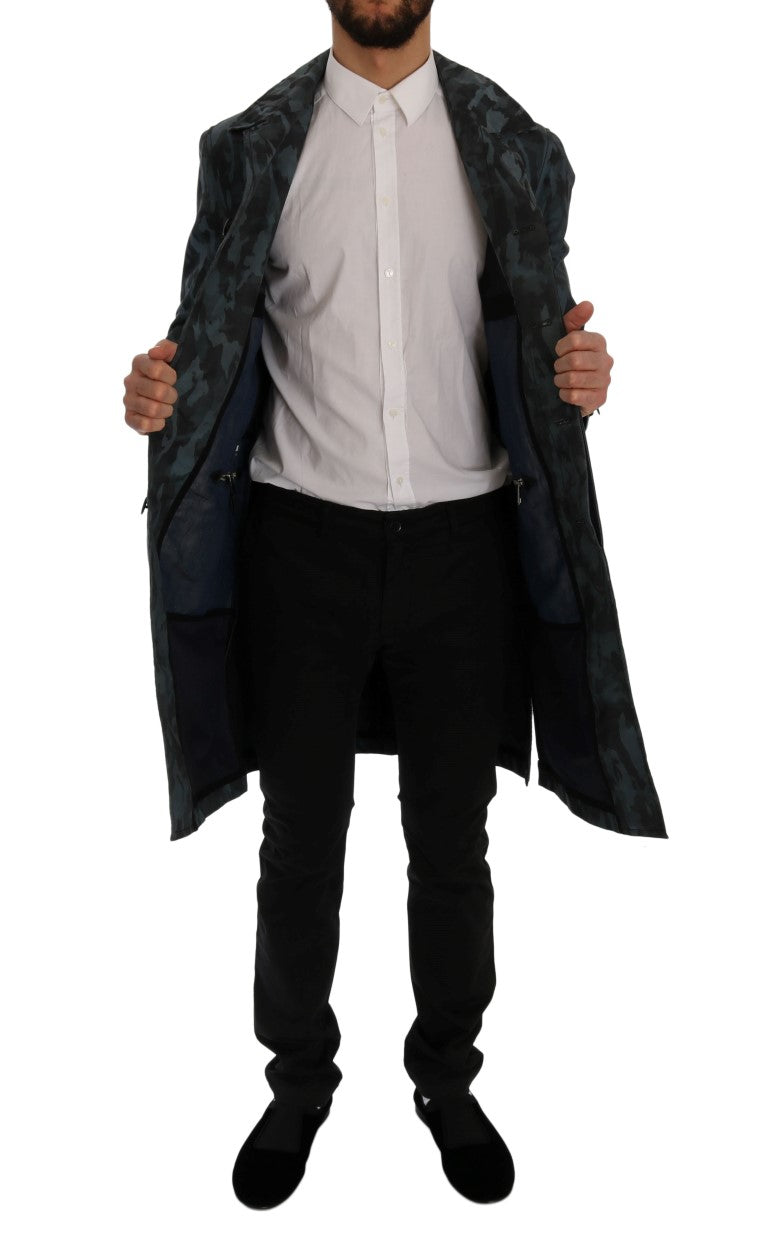 Dolce & Gabbana Blue Camouflage Trench-6