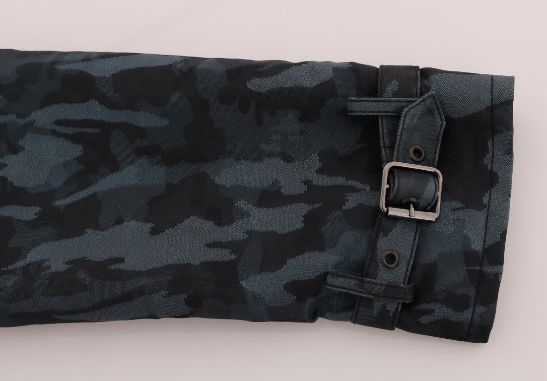 Dolce & Gabbana Blue Camouflage Trench-8