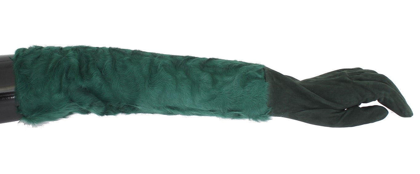 Guantes de codo de piel Xiangao de cuero verde de Dolce & Gabbana-2