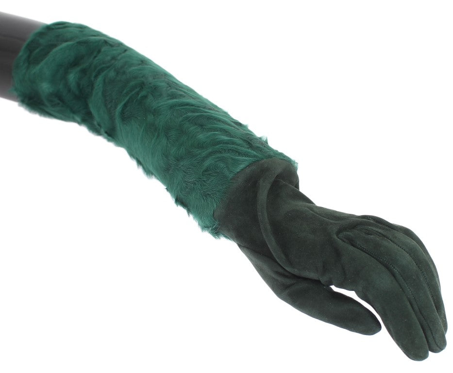 Guantes de codo de piel Xiangao de cuero verde de Dolce & Gabbana