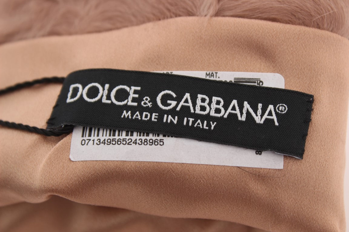 Guantes de codo de piel Xiangao de ante beige de Dolce & Gabbana-7