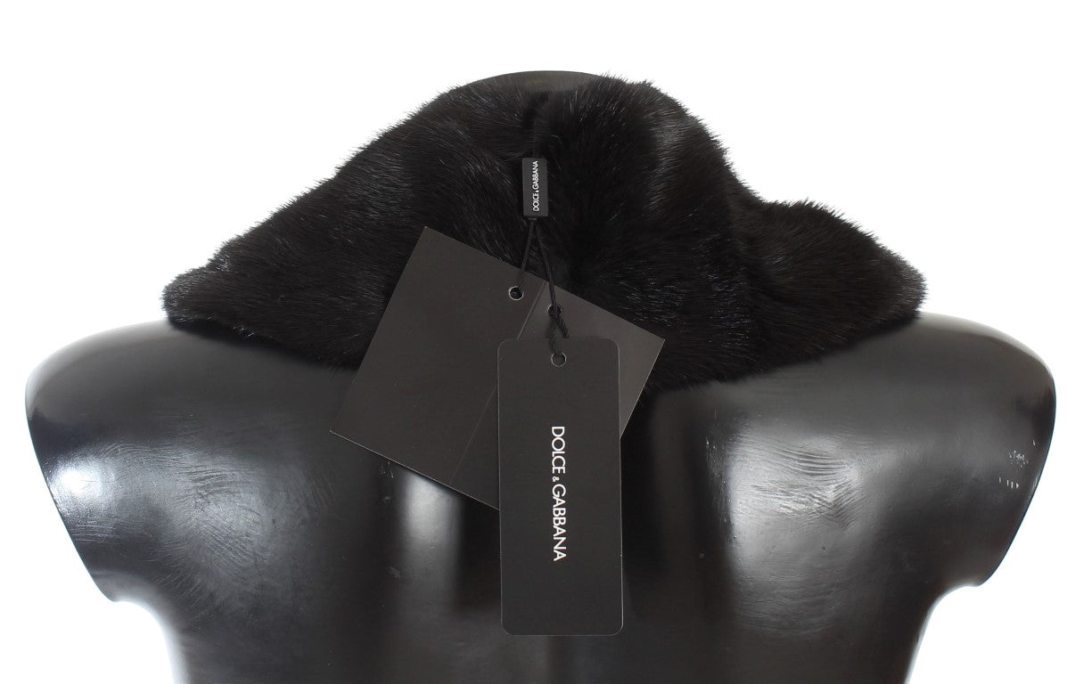 Dolce & Gabbana Schwarzer Nerzpelz-Schulterkragen-Schal-3
