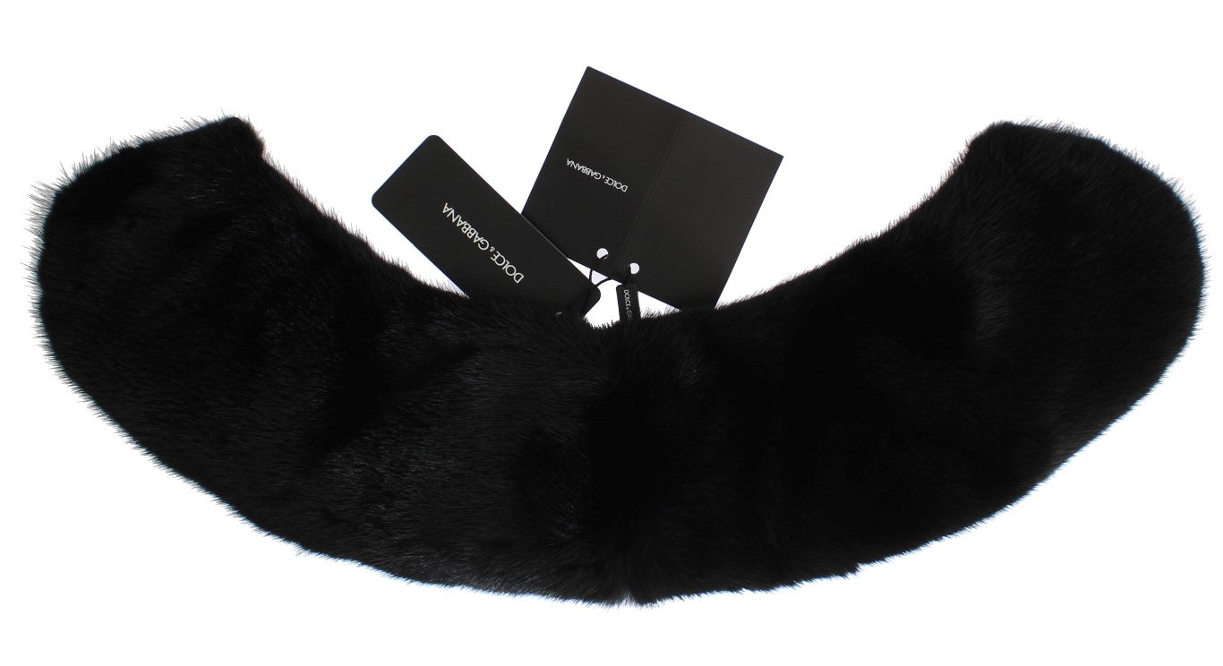 Dolce & Gabbana Schwarzer Nerzpelz-Schulterkragen-Schal-4