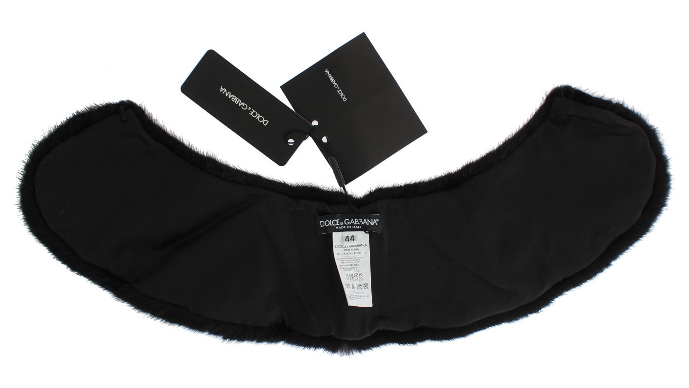 Dolce & Gabbana Schwarzer Nerzpelz-Schulterkragen-Schal-5