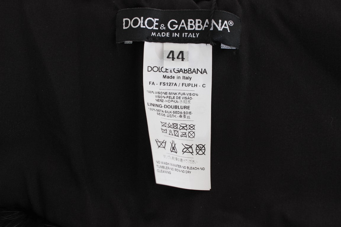 Dolce & Gabbana Schwarzer Nerzpelz-Schulterkragen-Schal-7
