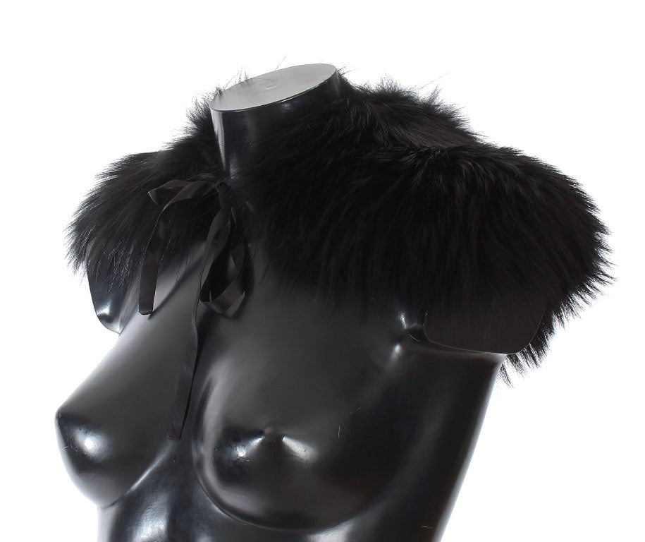 Dolce & Gabbana Black Fox Fur Collar Scarf-2