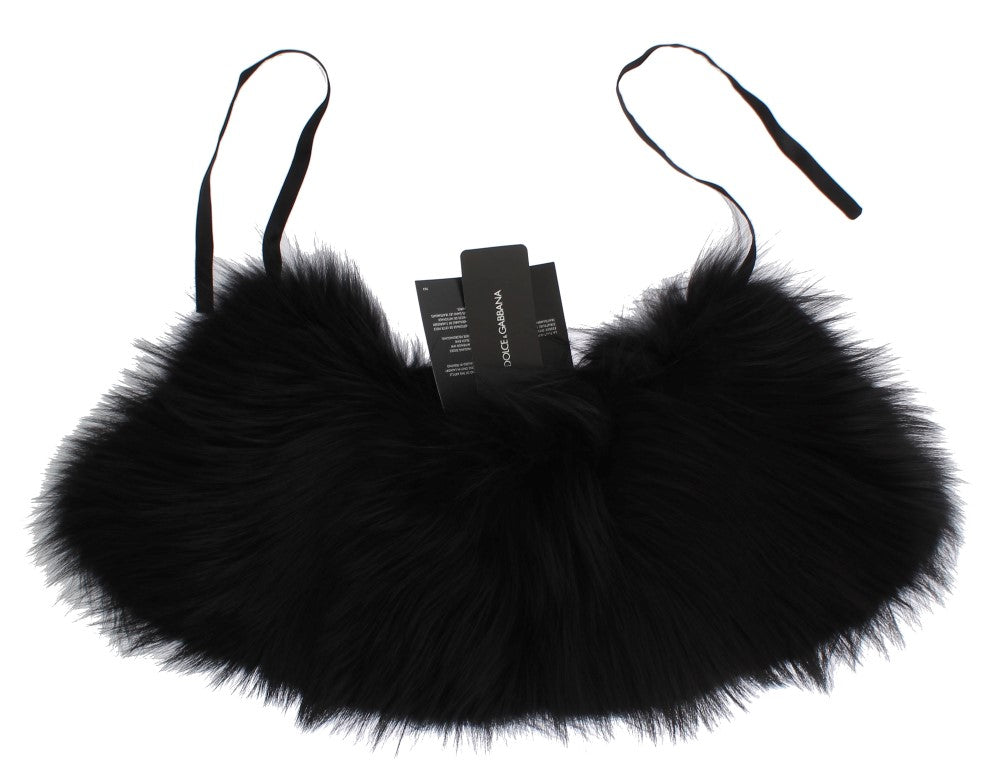Dolce & Gabbana Black Fox Fur Collar Scarf-4