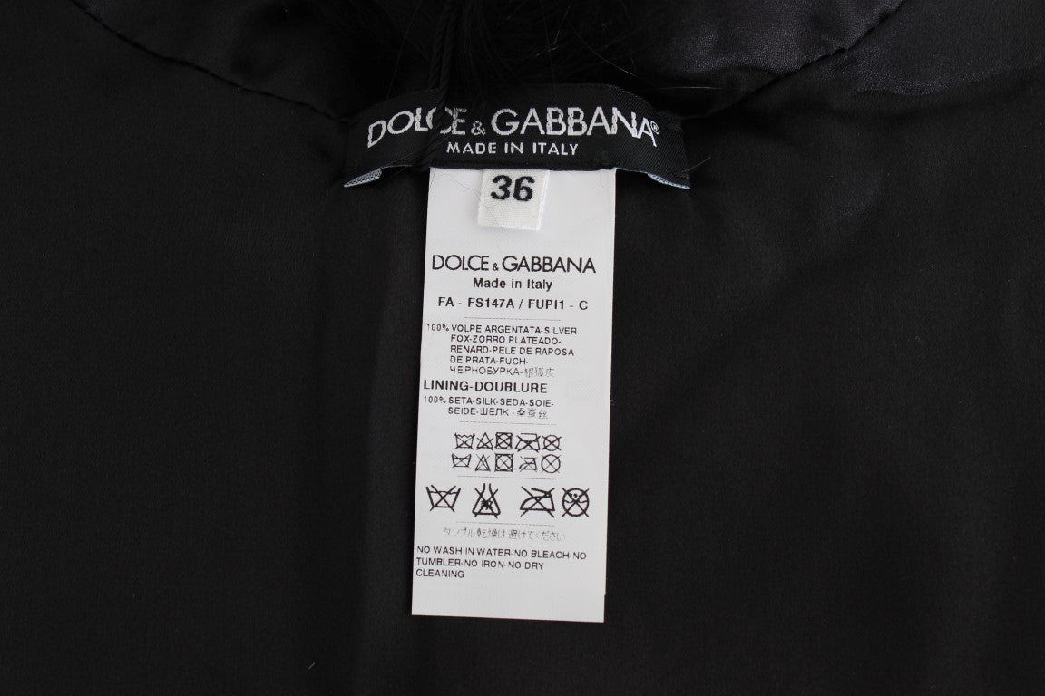 Dolce & Gabbana Black Fox Fur Collar Scarf-6