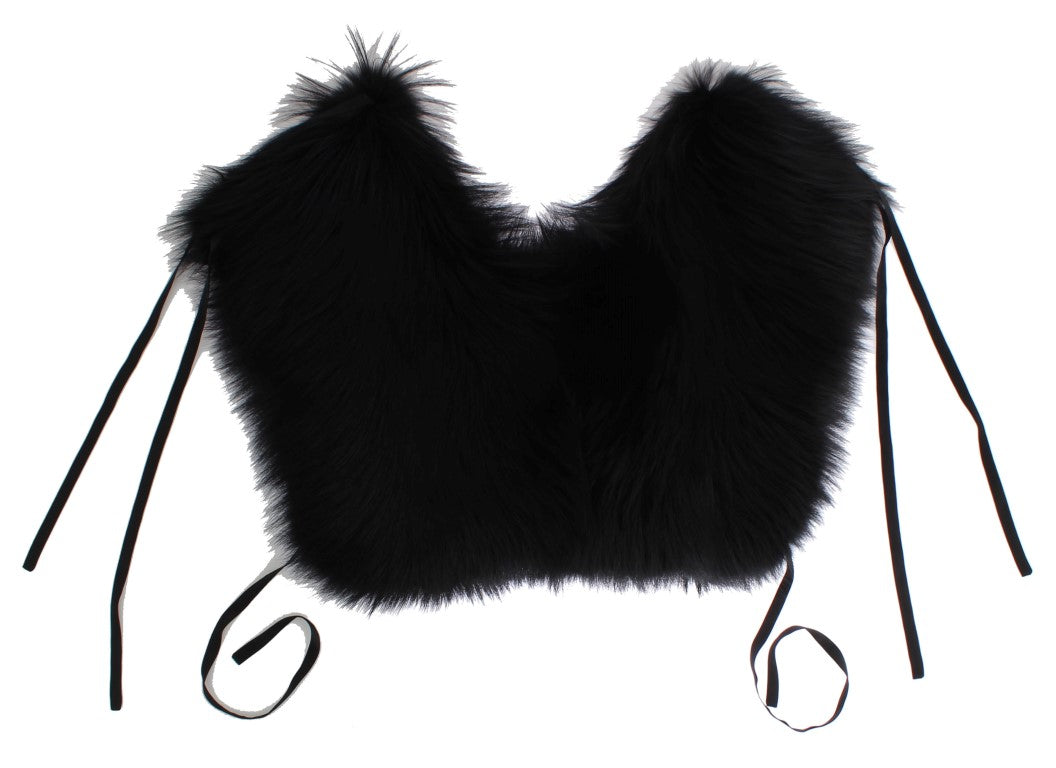 Dolce & Gabbana Schwarzer Fuchs Pelz Schulter Wrap Cover Kragen Schal-5