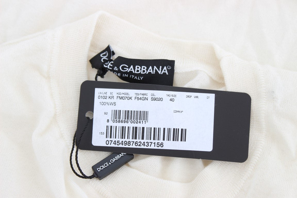 Dolce & Gabbana Weißer Pullover aus 100% Kaschmir-6