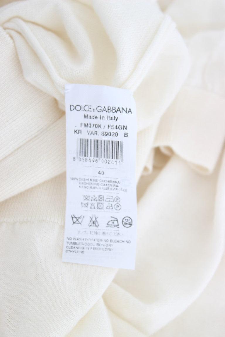 Dolce & Gabbana Weißer Pullover aus 100% Kaschmir-7