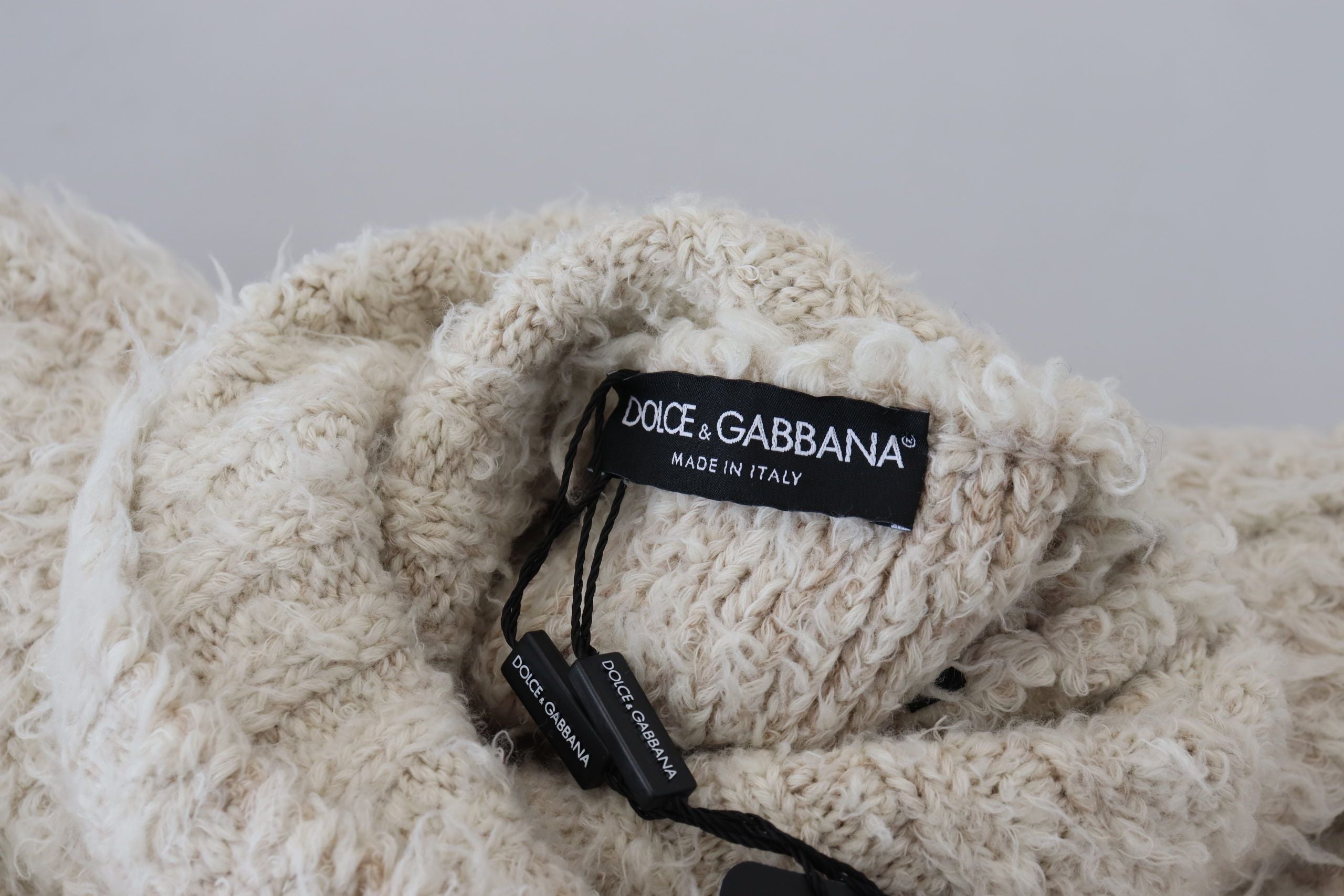 Dolce & Gabbana roll-neck sweater in cream-colored wool knit-7