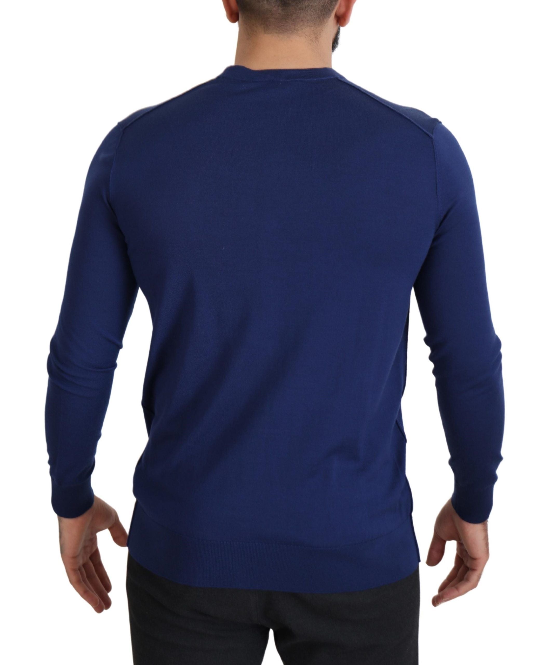 Cárdigan de lana azul Dolce & Gabbana con cuello de pico y tapeta de botones-2