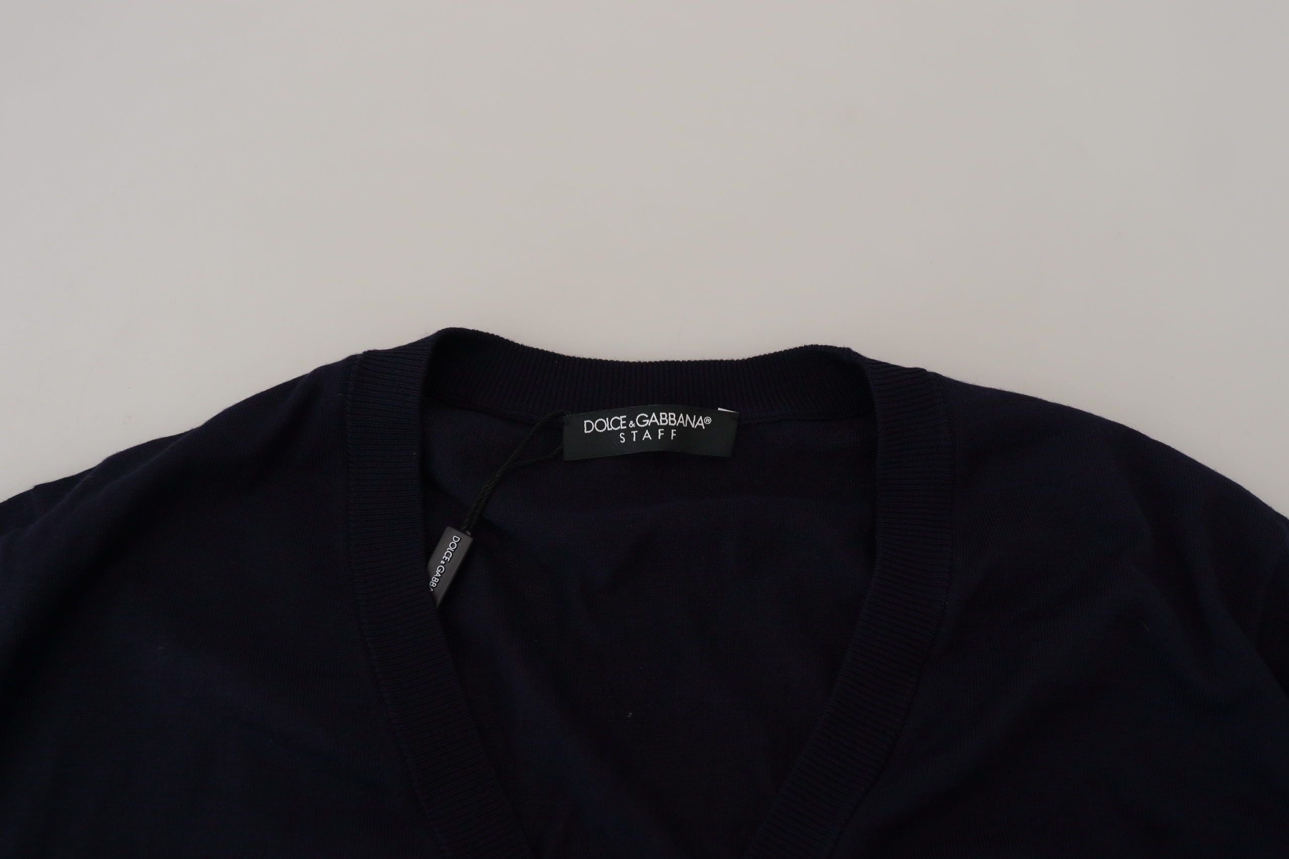Dolce & Gabbana Blue STAFF Down Cardigan in Wool-7