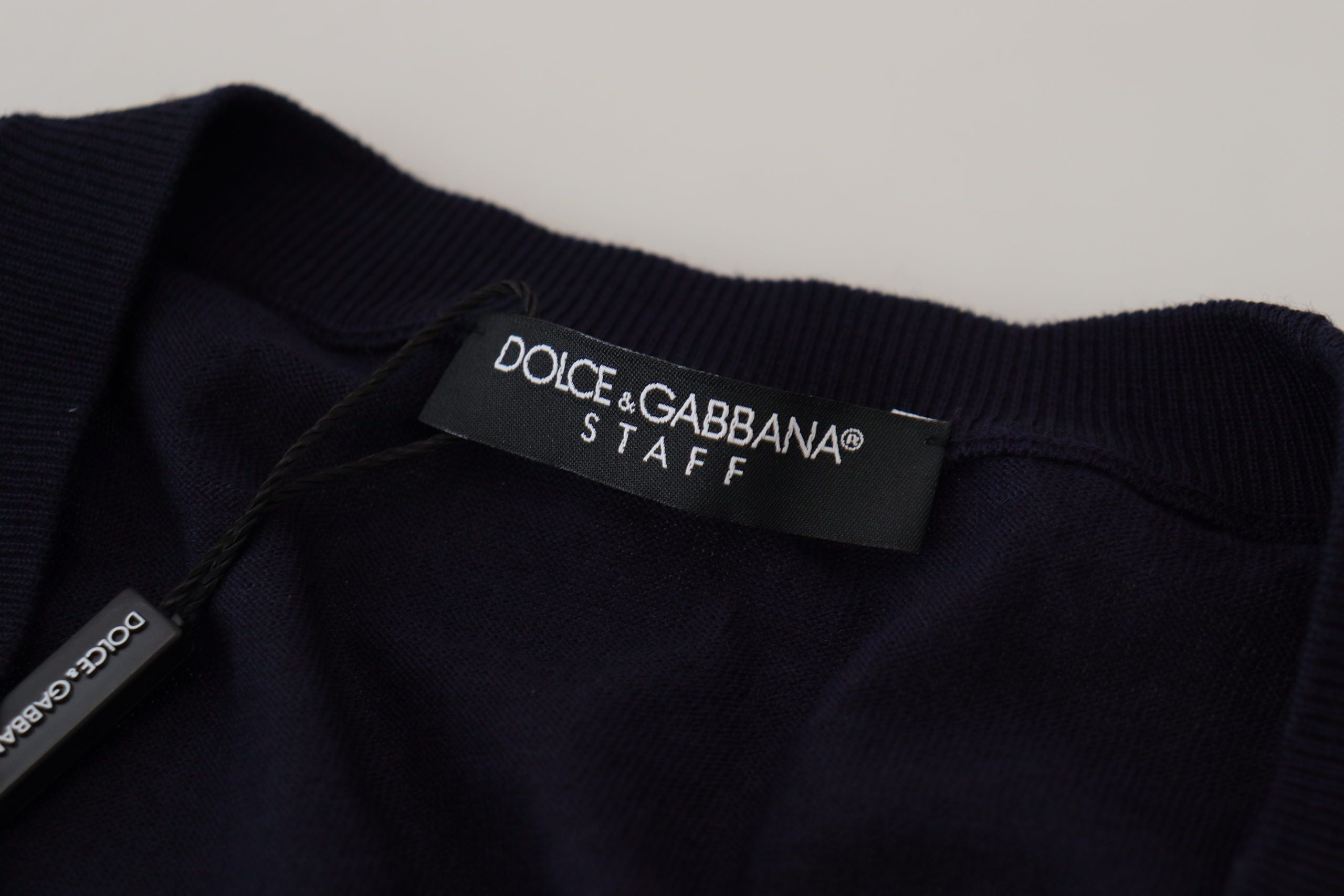 Dolce & Gabbana Blue STAFF Down Cardigan in Wool-8