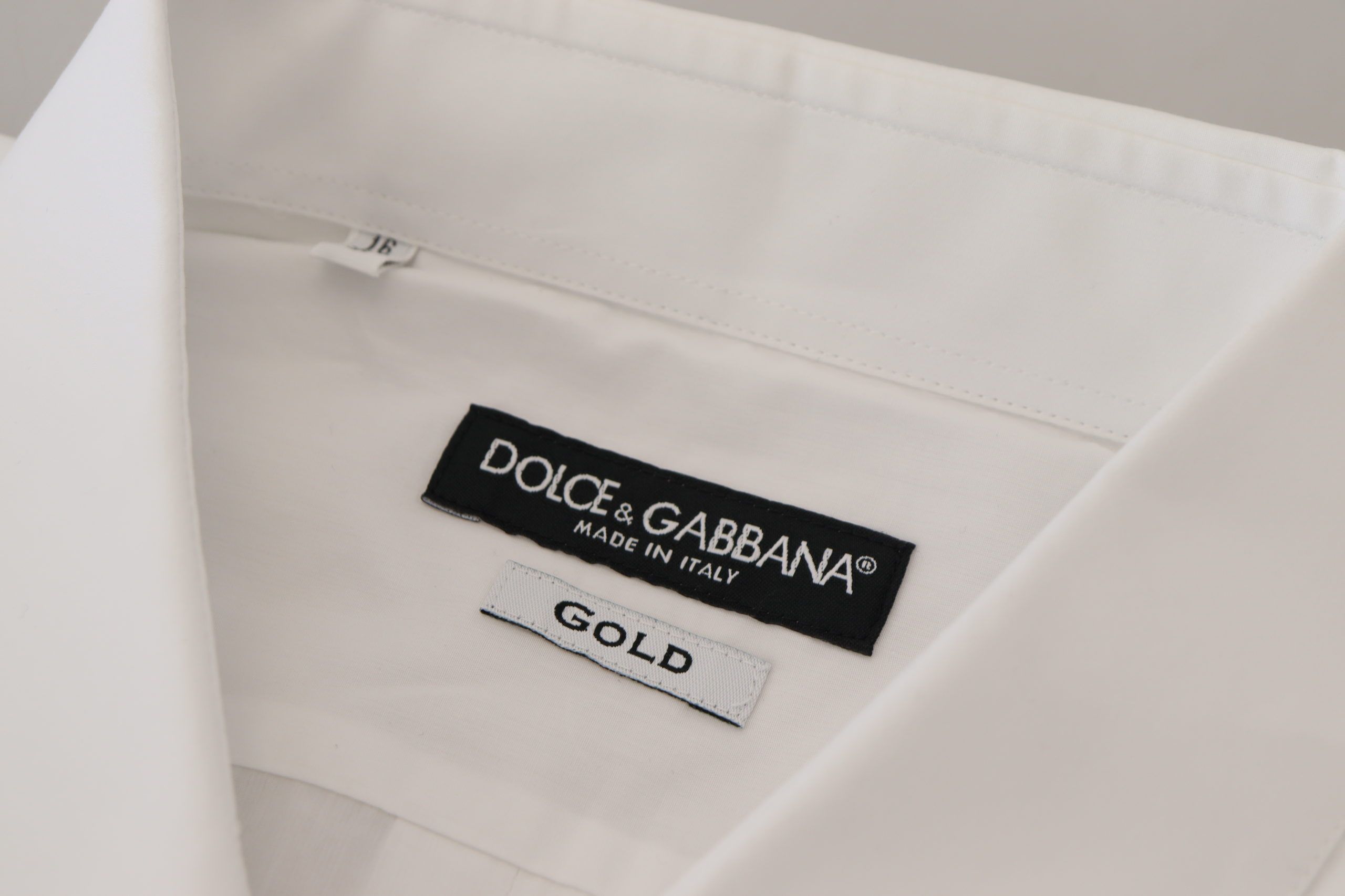 Dolce & Gabbana White Cotton Peacock Feather Formal Gold Shirt-7