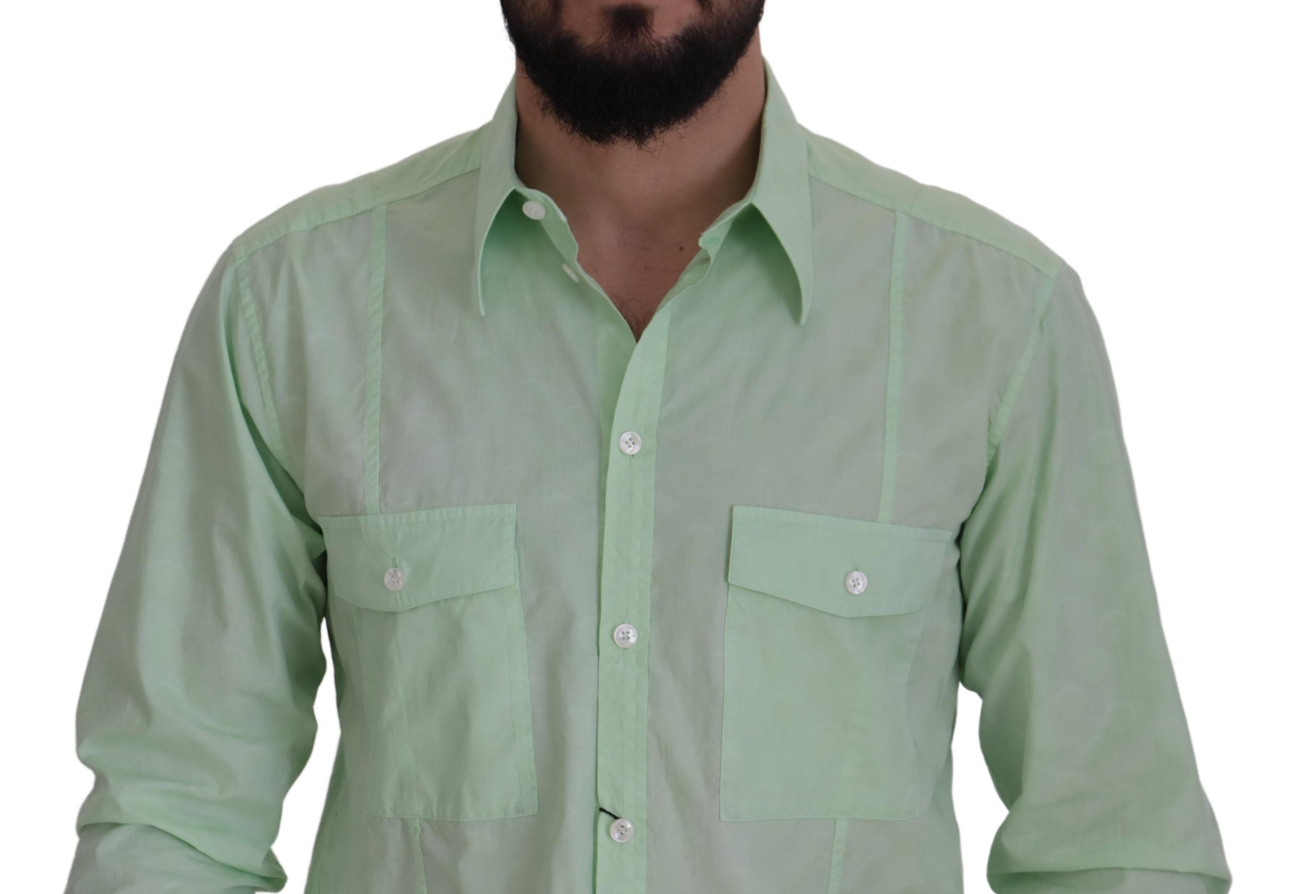 Dolce & Gabbana Mintgrünes Hemd mit langen Ärmeln und Knopfleiste-6