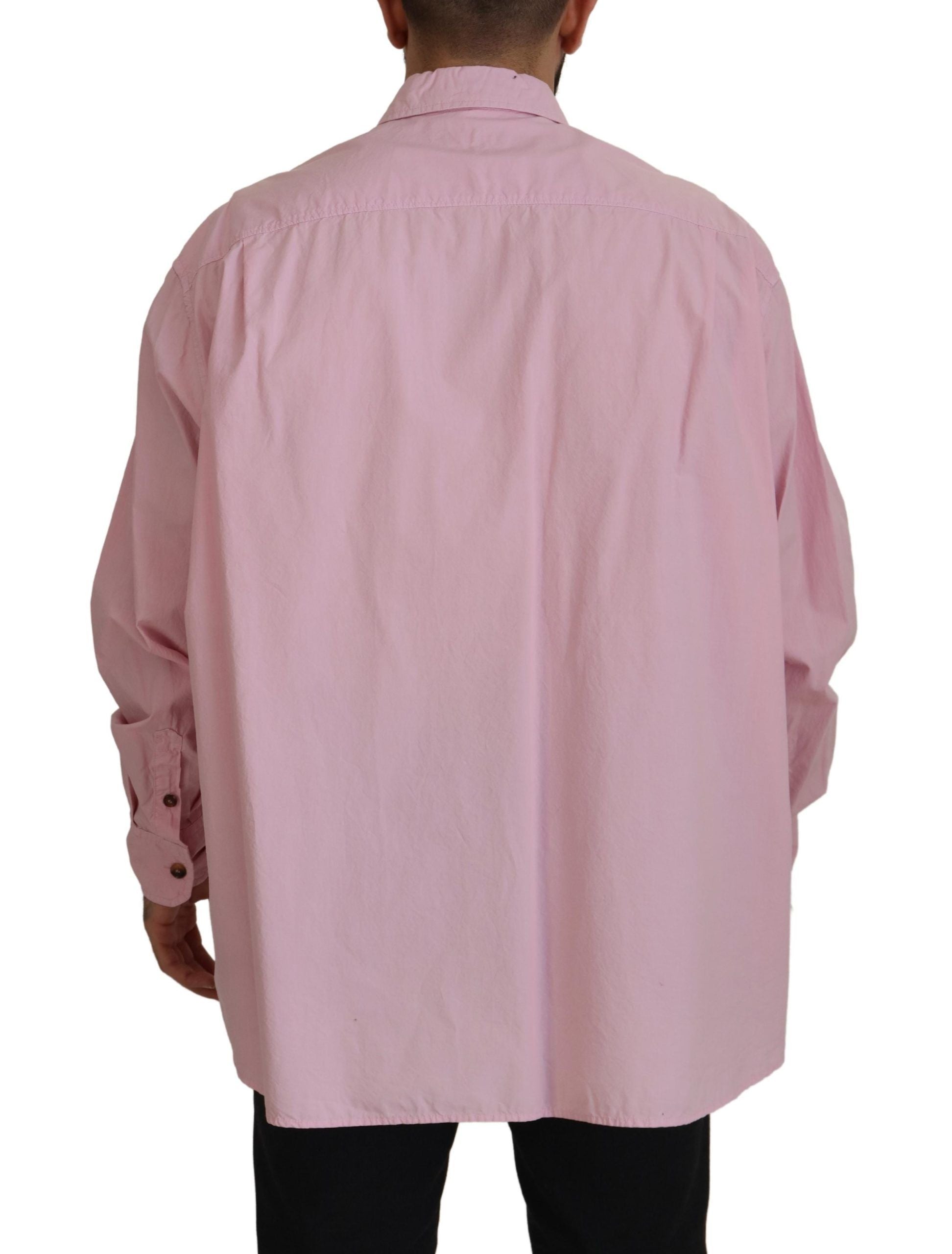 Dolce & Gabbana Rosa lässiges Button Down Hemd mit langen Ärmeln-3