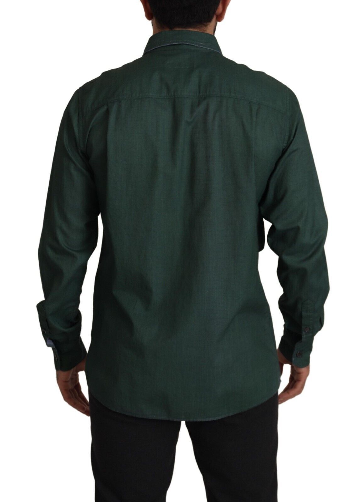 Camisa verde oscuro de manga larga con tapeta de botones de Dolce & Gabbana-3