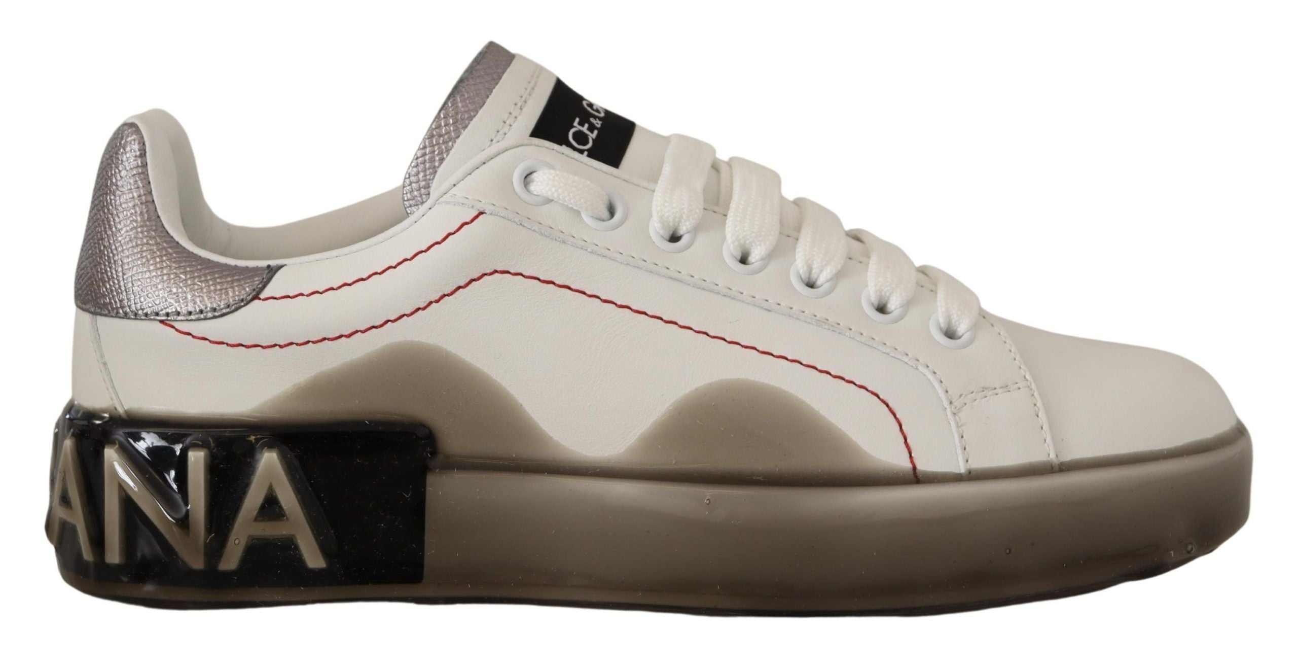 Dolce & Gabbana White Leather Shoes Women's Logo Portofino Sneakers