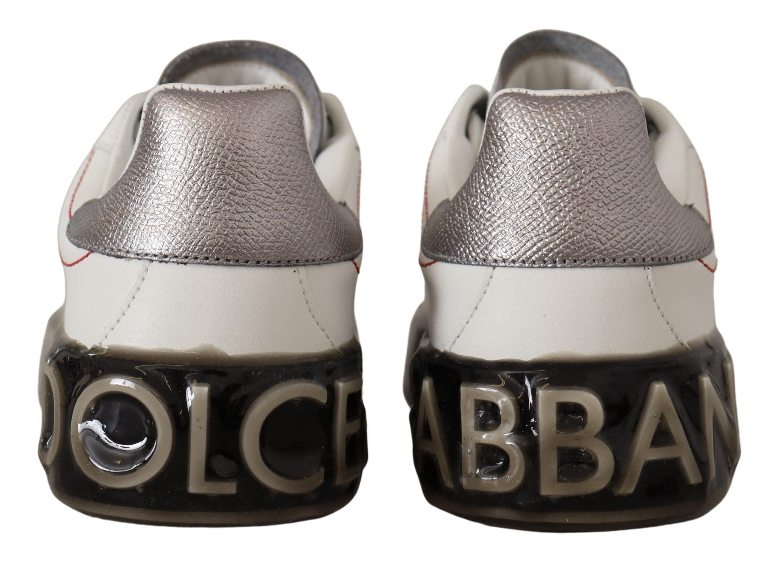 Dolce & Gabbana White Leather Shoes Women's Logo Portofino Sneakers-6