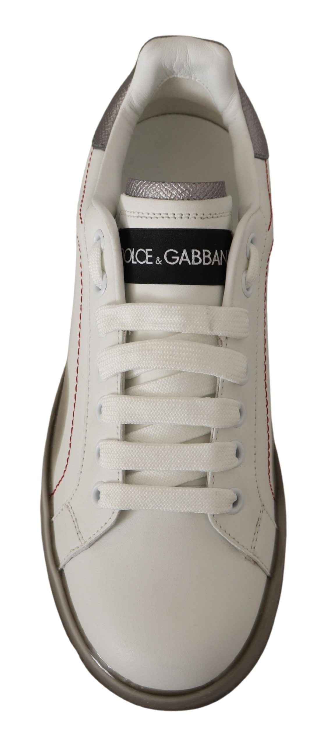 Dolce & Gabbana White Leather Shoes Women's Logo Portofino Sneakers-7