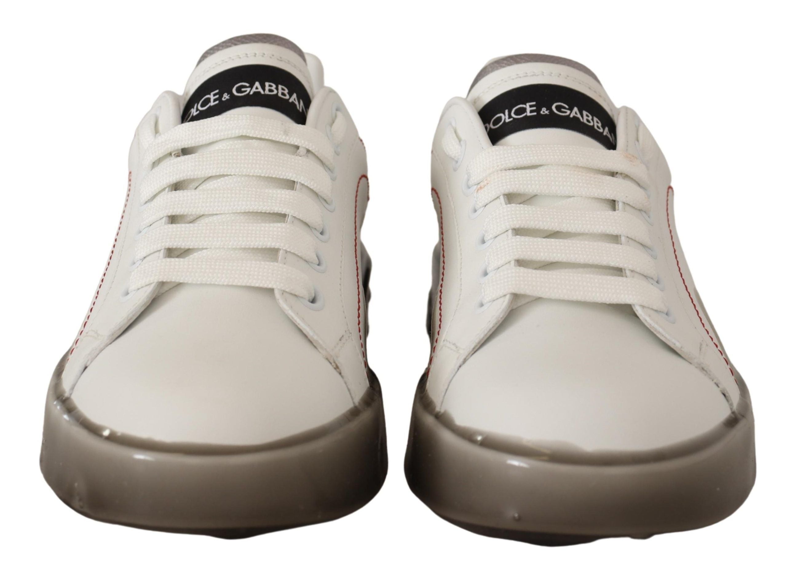 Dolce & Gabbana White Leather Shoes Women's Logo Portofino Sneakers-8