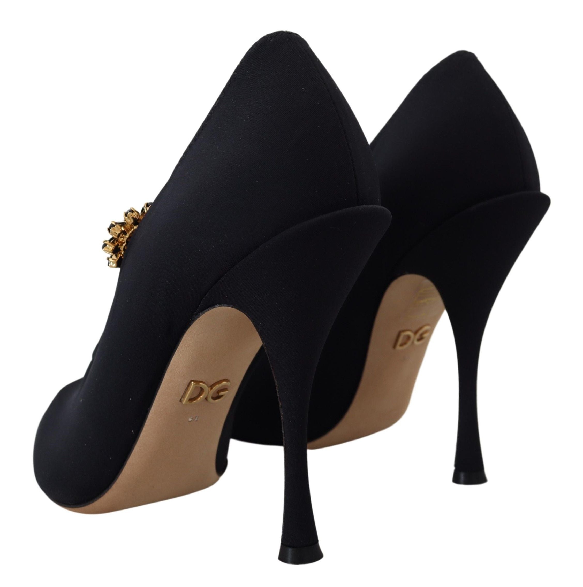 Dolce & Gabbana Black Socks Stretch Crystal Pumps Shoes-3