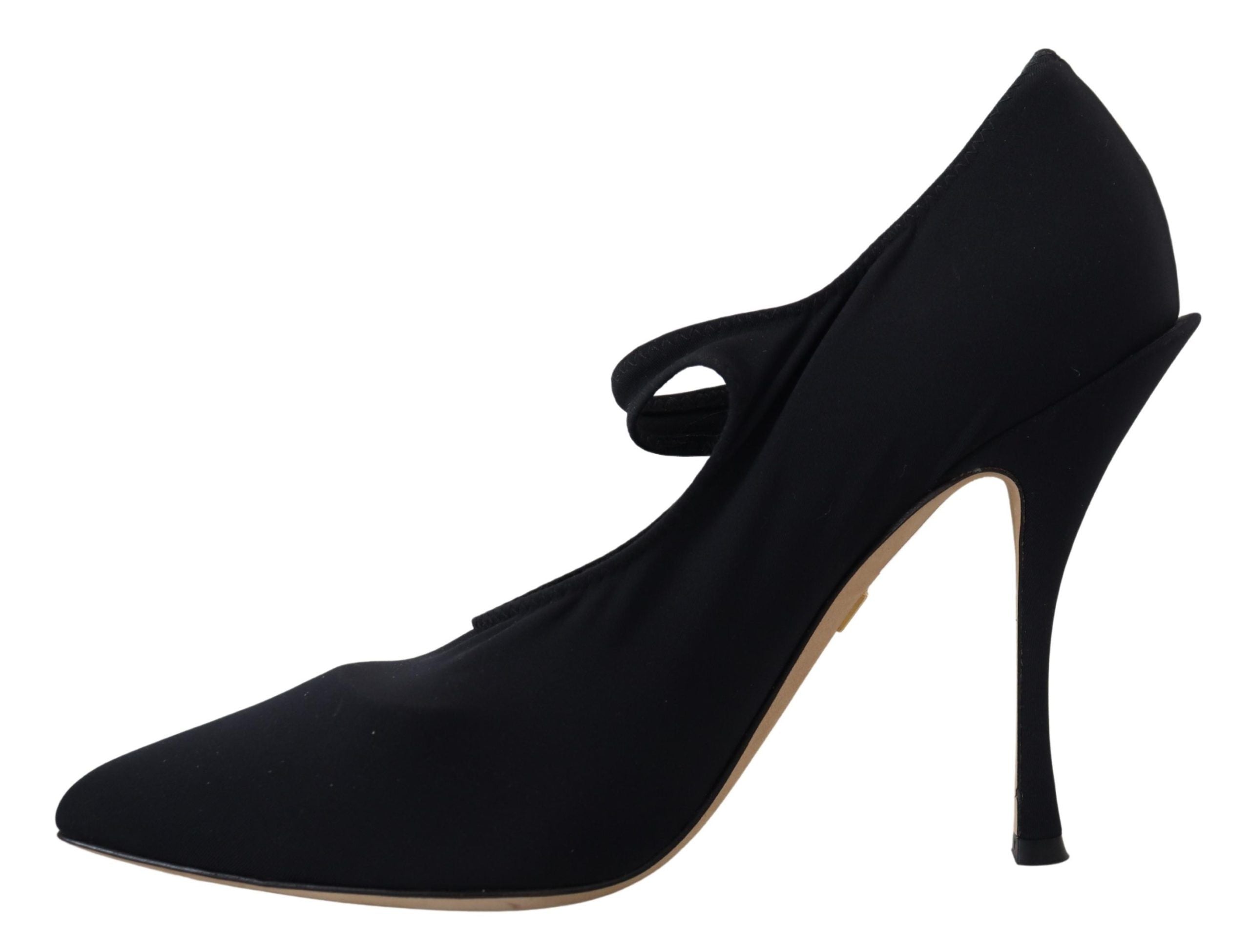 Dolce & Gabbana Black Socks Stretch Crystal Pumps Shoes-4