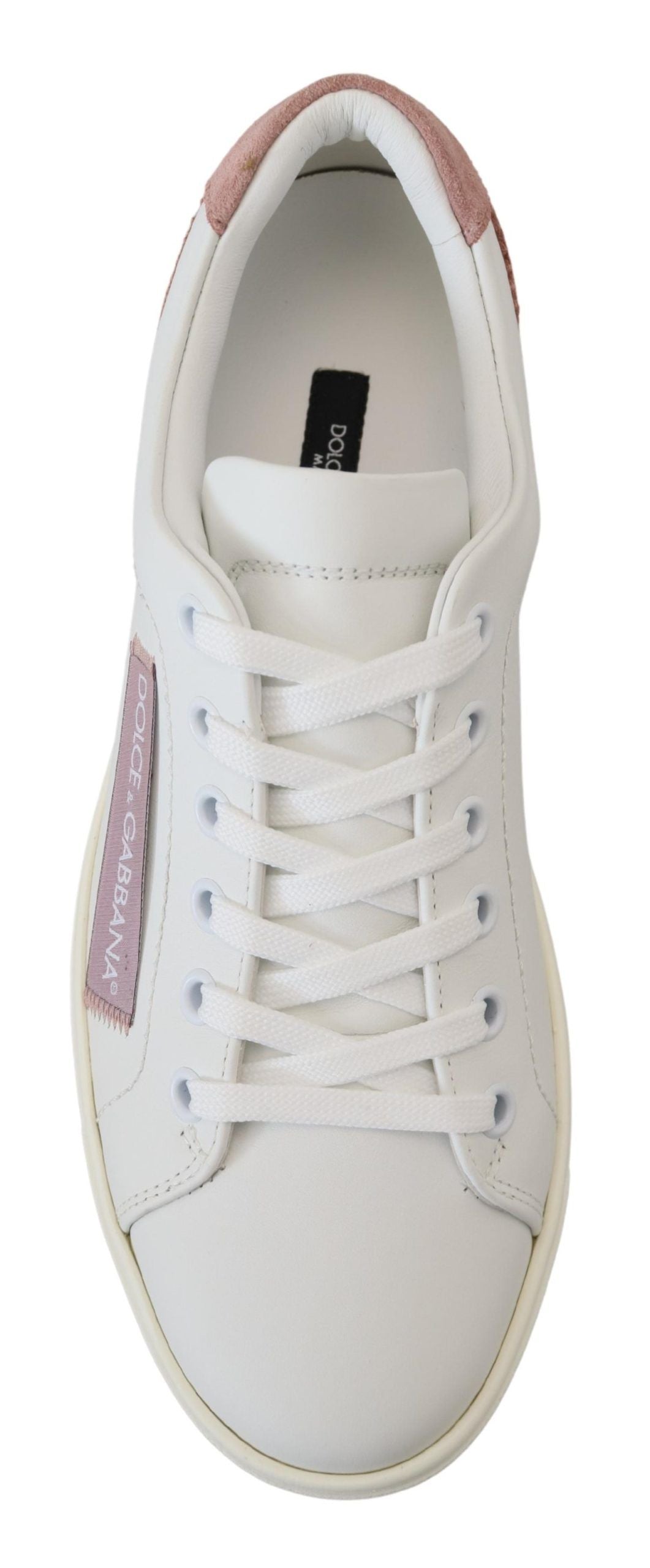 Dolce & Gabbana White Pink Leather Low Top Sneakers Shoes-3