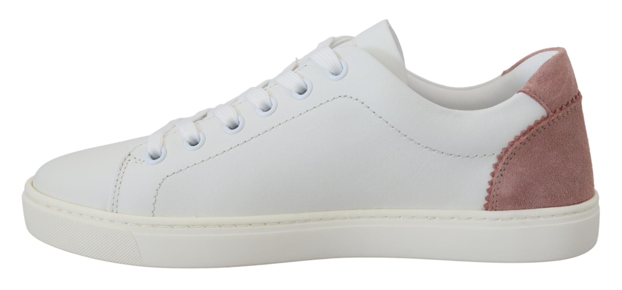 Dolce & Gabbana White Pink Leather Low Top Sneakers Shoes-7