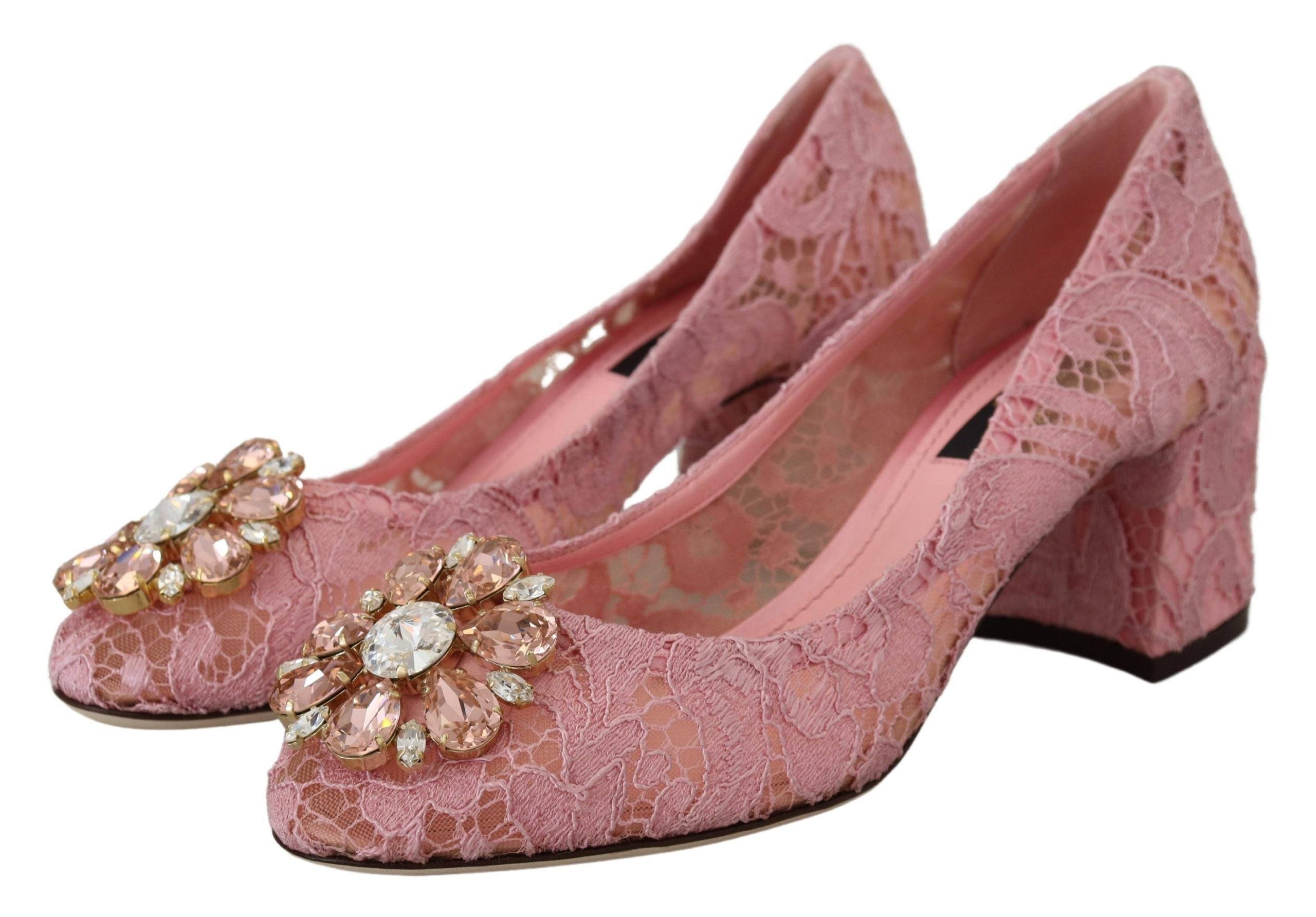 Dolce & Gabbana Rosa Taormina Lace Crystal Pumps Pastel Shoes-2