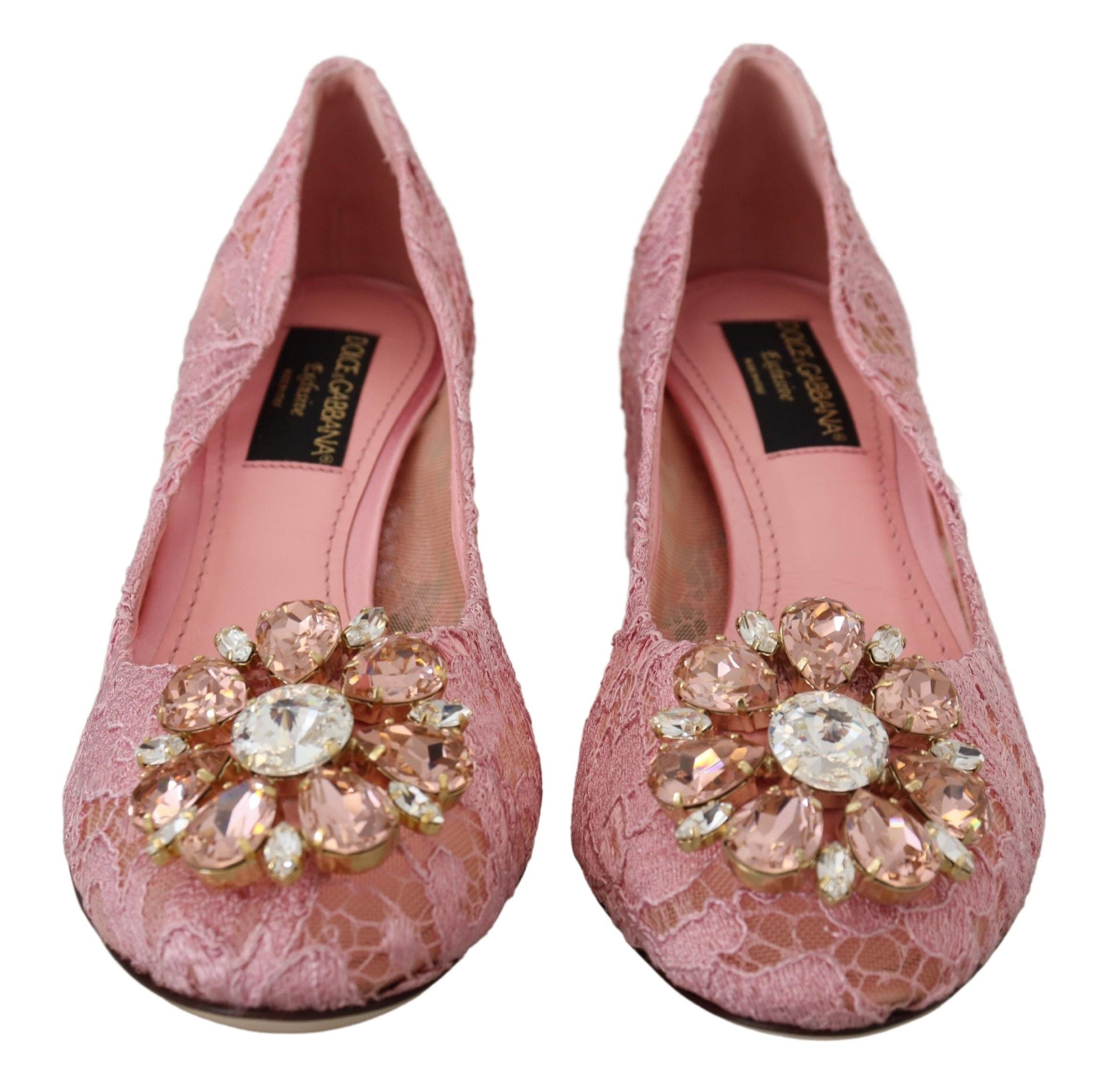 Dolce & Gabbana Rosa Taormina Lace Crystal Pumps Pastel Shoes-7