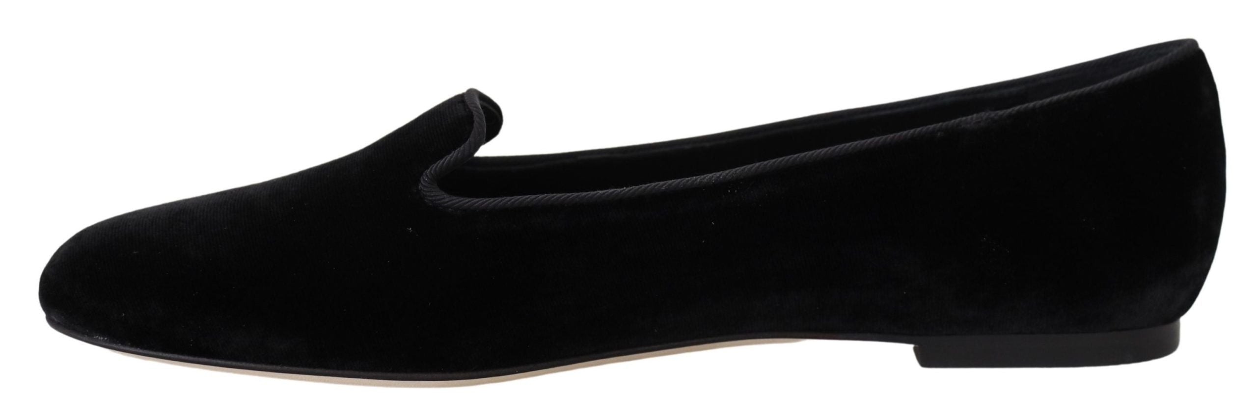 Mocasines planos sin cordones de terciopelo negro de Dolce & Gabbana-2