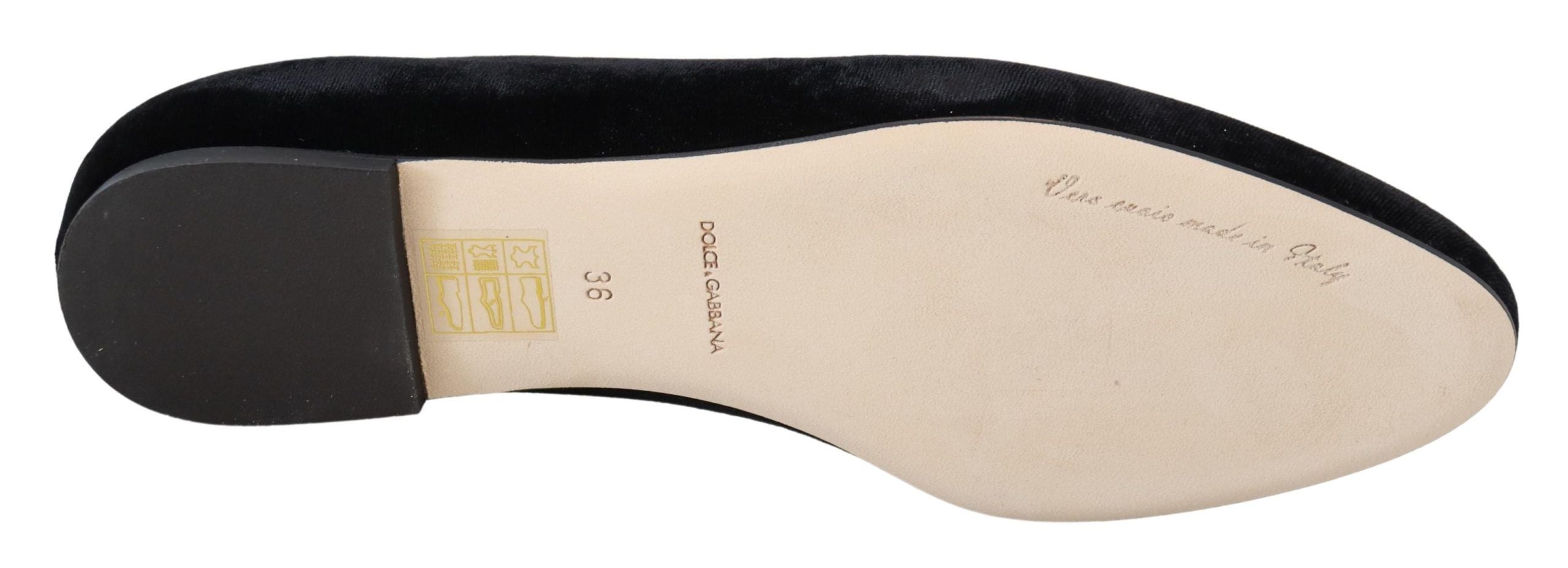 Mocasines planos sin cordones de terciopelo negro de Dolce & Gabbana-3