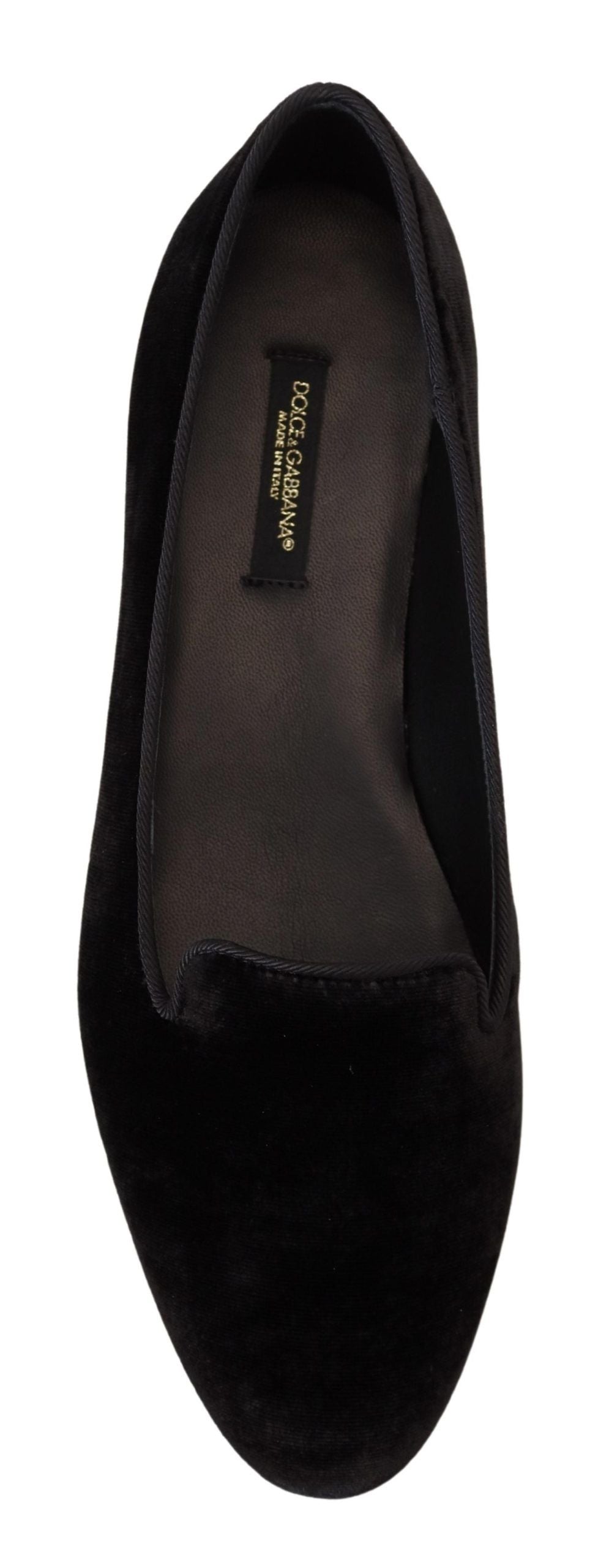 Mocasines planos sin cordones de terciopelo negro de Dolce & Gabbana-4