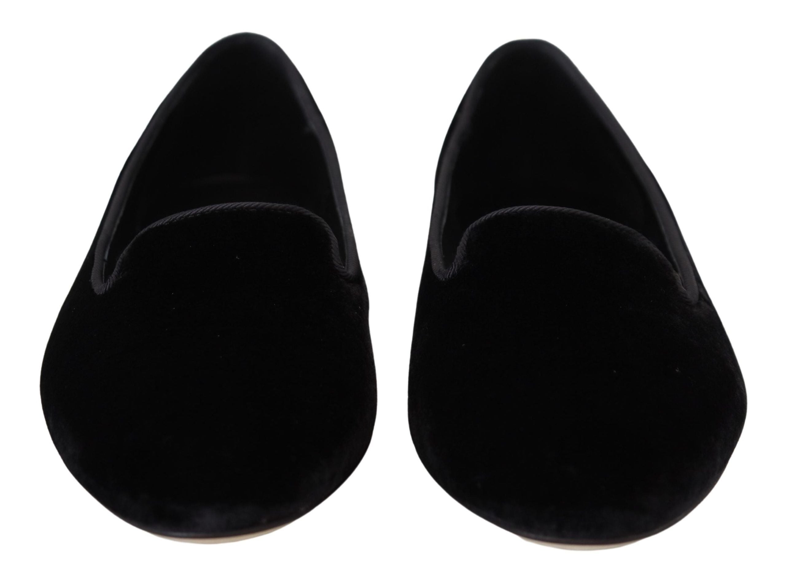 Mocasines planos sin cordones de terciopelo negro de Dolce & Gabbana-5