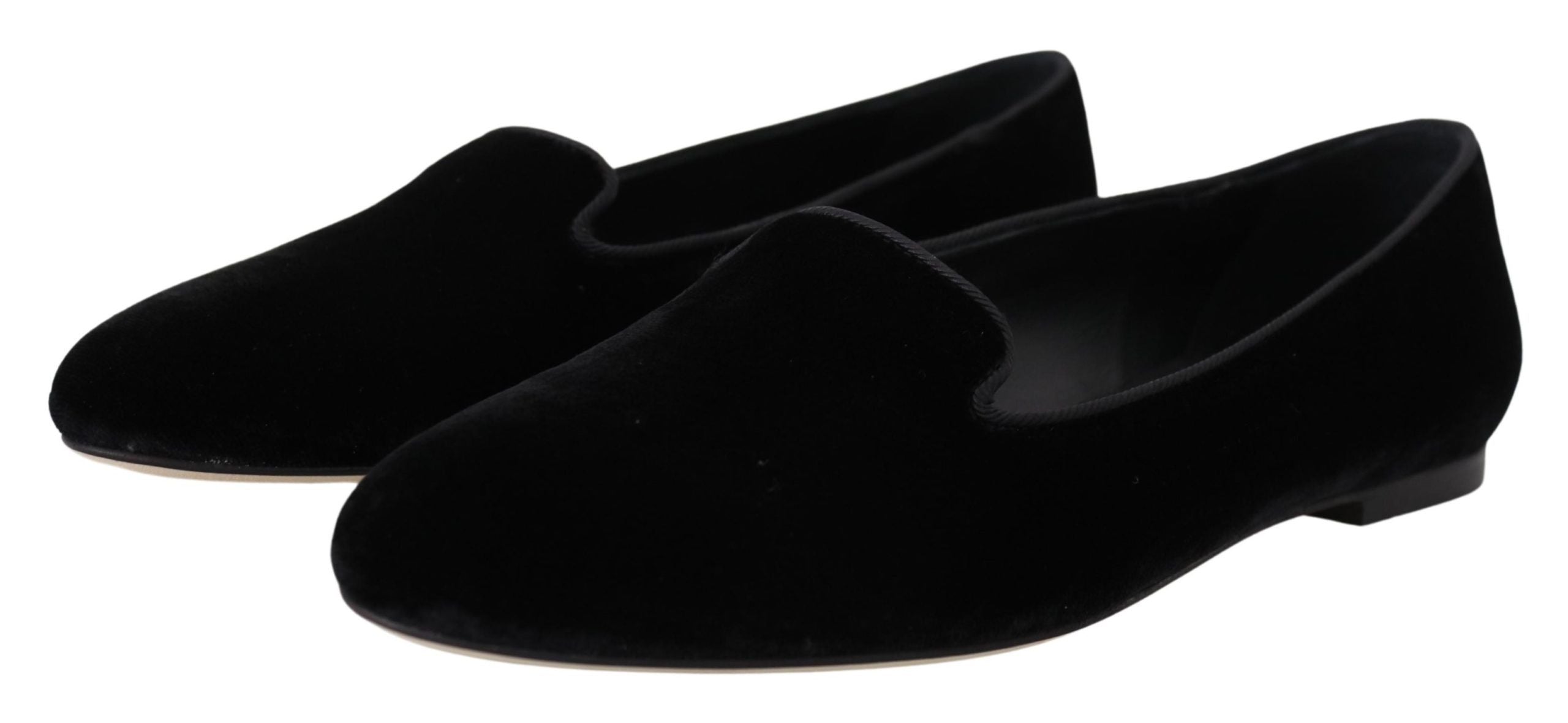 Mocasines planos sin cordones de terciopelo negro de Dolce & Gabbana-6