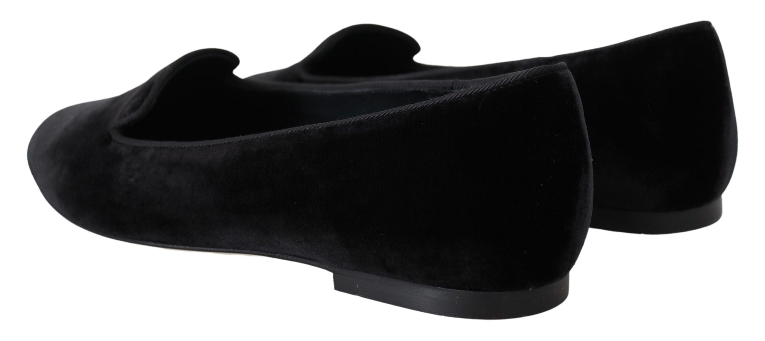 Mocasines planos sin cordones de terciopelo negro de Dolce & Gabbana-7