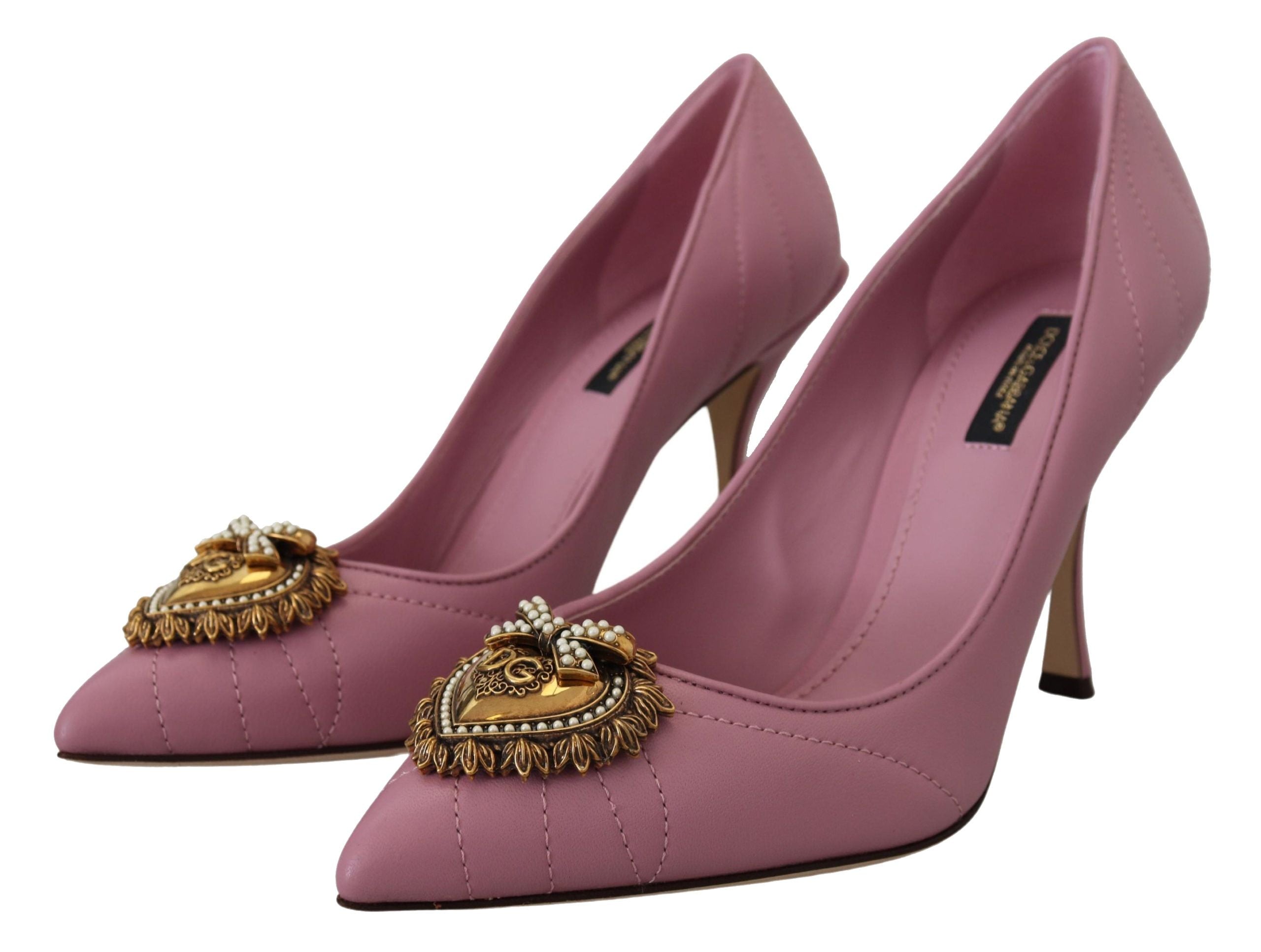 Dolce & Gabbana Rosa Leder Herz DEVOTION Heels Pumps Schuhe-2