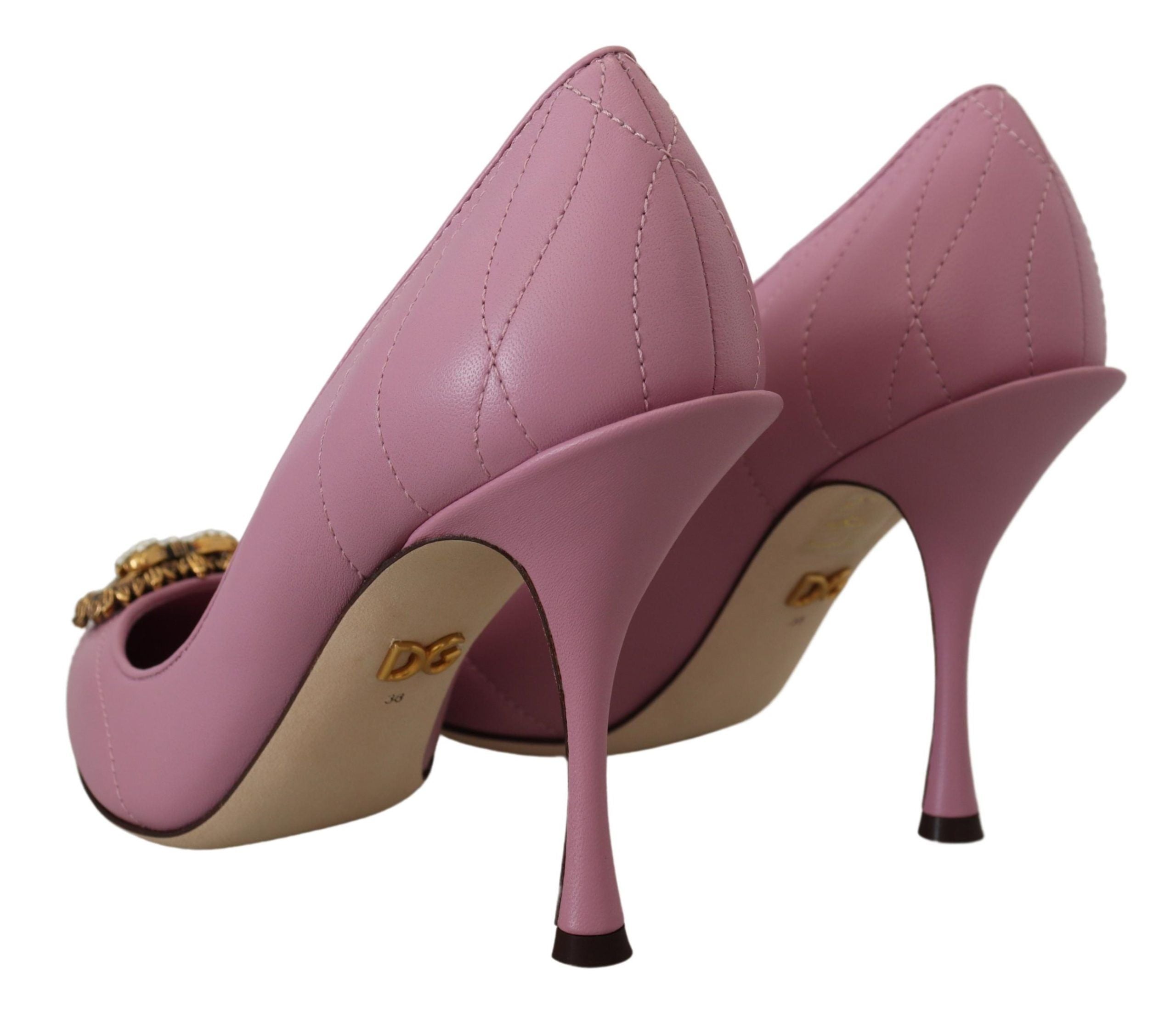 Dolce & Gabbana Rosa Leder Herz DEVOTION Heels Pumps Schuhe-3