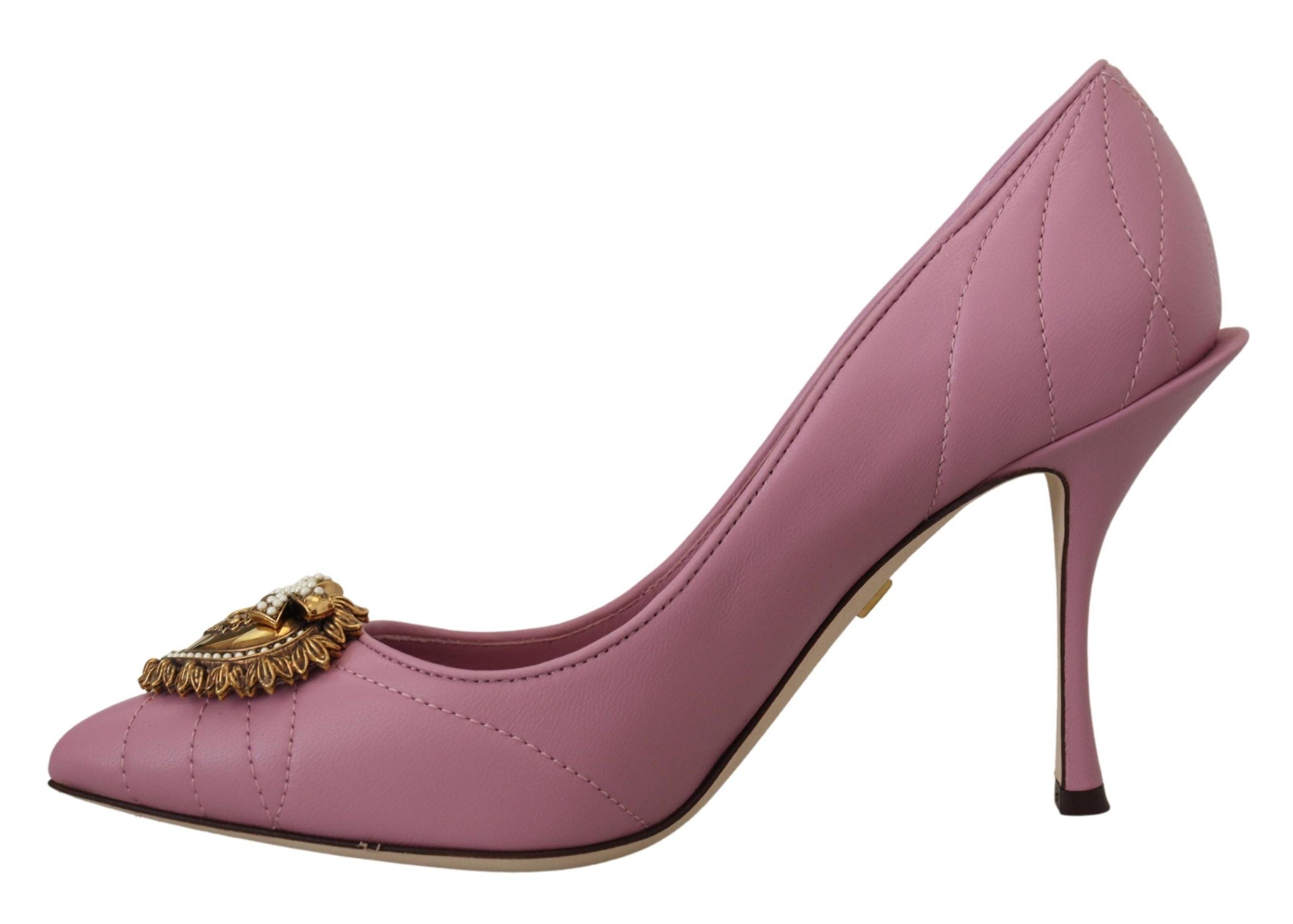 Dolce & Gabbana Rosa Leder Herz DEVOTION Heels Pumps Schuhe-4