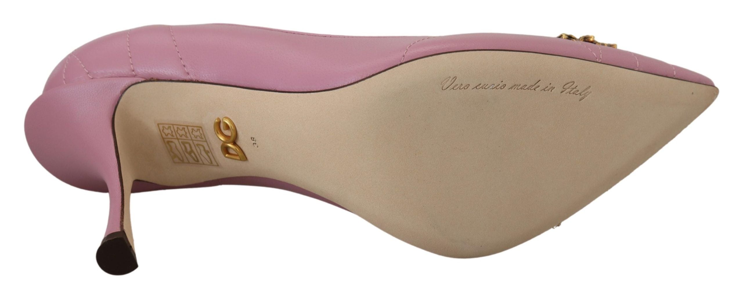 Dolce & Gabbana Rosa Leder Herz DEVOTION Heels Pumps Schuhe-5