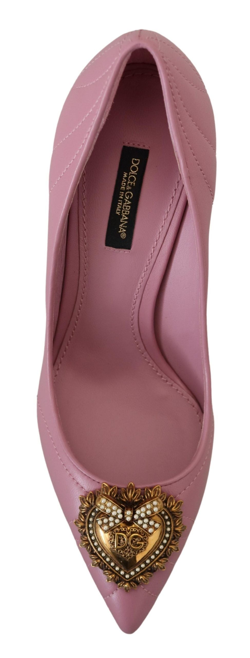 Dolce & Gabbana Rosa Leder Herz DEVOTION Heels Pumps Schuhe-6
