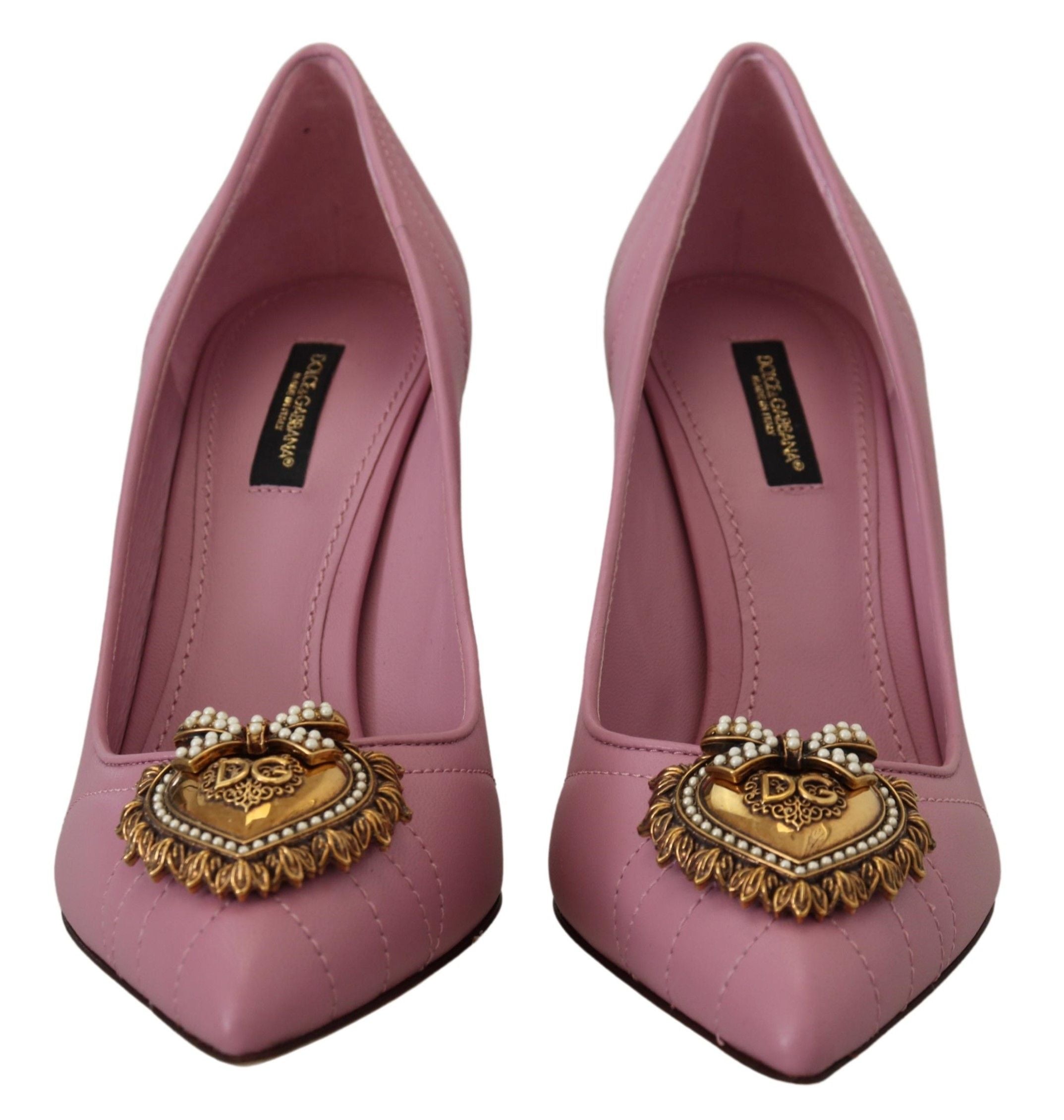Dolce & Gabbana Rosa Leder Herz DEVOTION Heels Pumps Schuhe-7