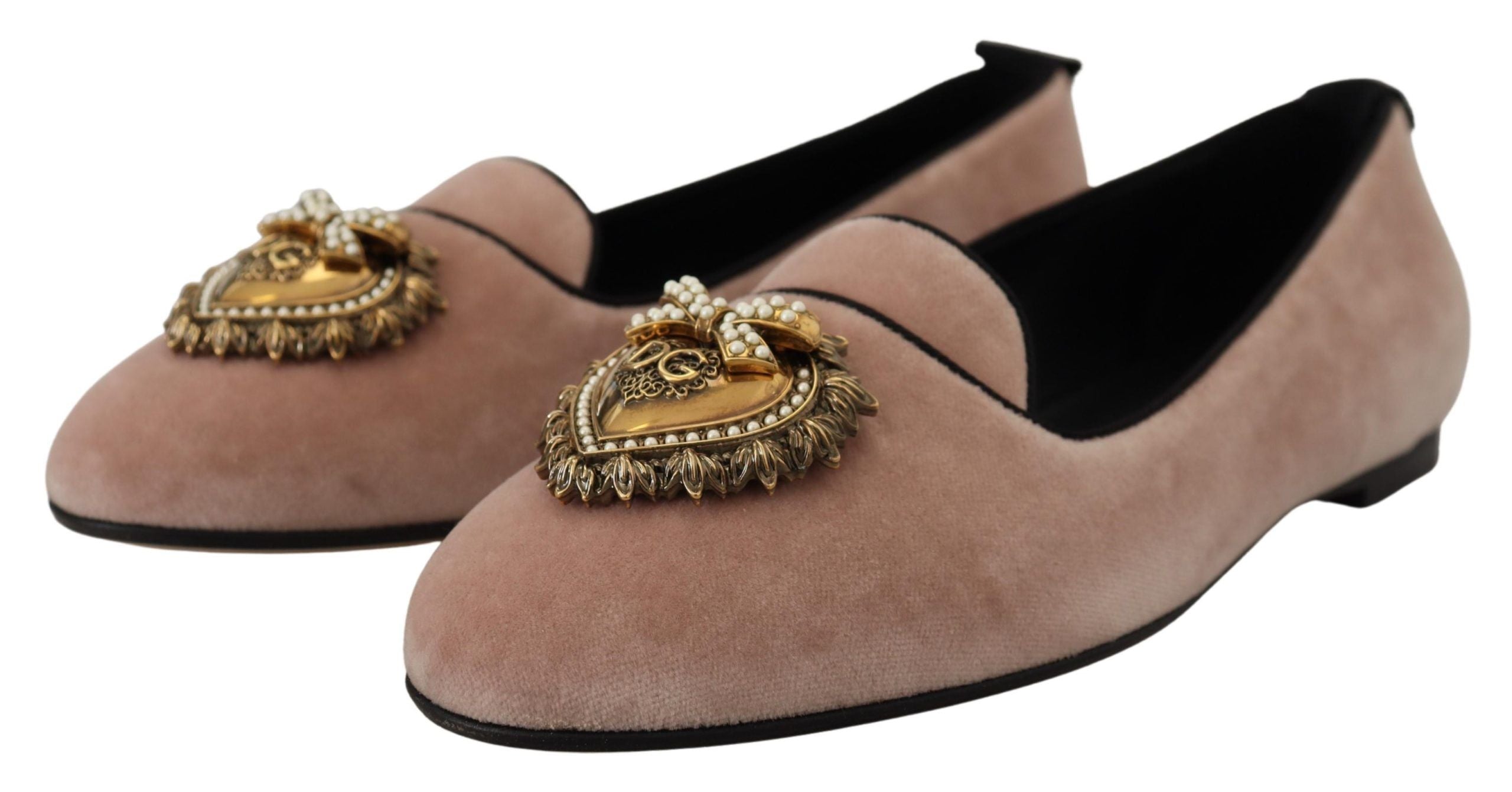 Dolce & Gabbana Pink Velvet Slip-On Loafers and Flats-2